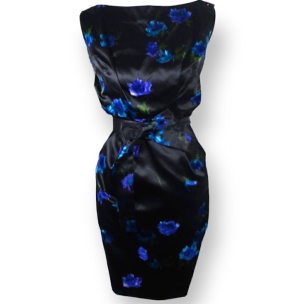 MATSUKO BLACK AND BLUE FLORAL DRESS SET SZ.0-2 EUC